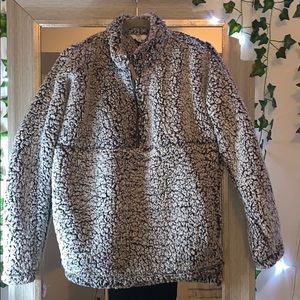 zip up fuzzy sweater